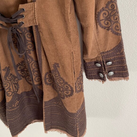 DOUBLE D RANCH Thin Wale Corduroy Duster/Jacket: Conchos & Ties; NWOT! SMALL - Picture 6 of 11